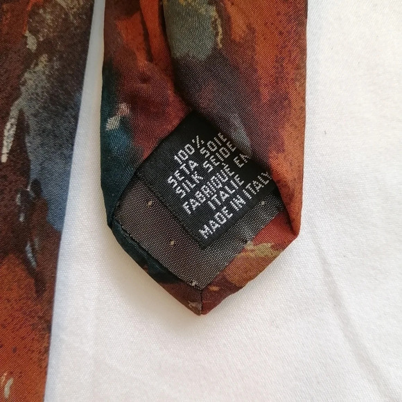 Emanuel Ungaro Paris 100% Silk Italian Tie Abstract Print Earth Tones - Picture 11 of 14